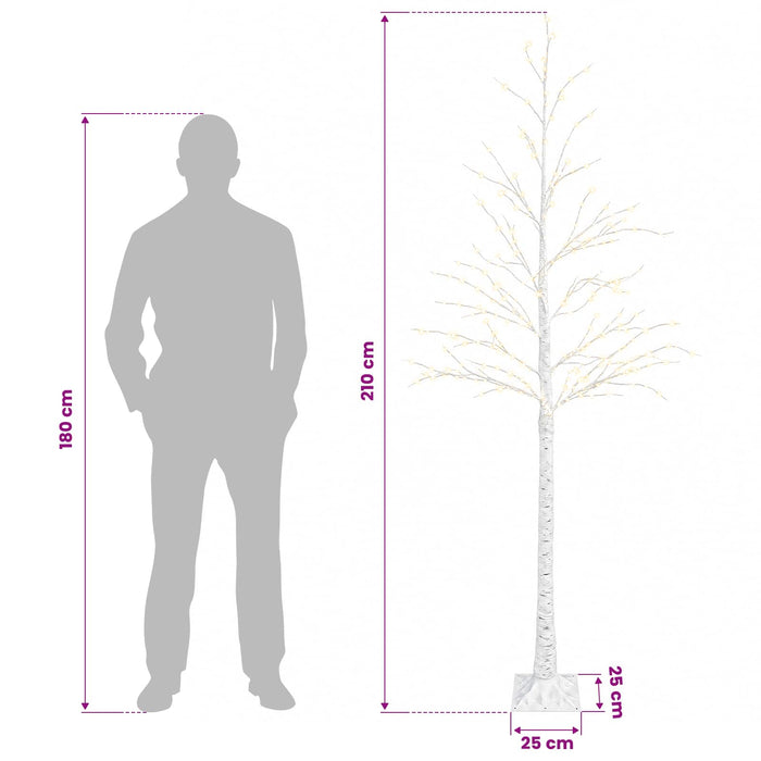 Mesteacăn de Crăciun Alb 25 x 25 x 210 cm Plastic 406 LED-uri - WALTI WALTI