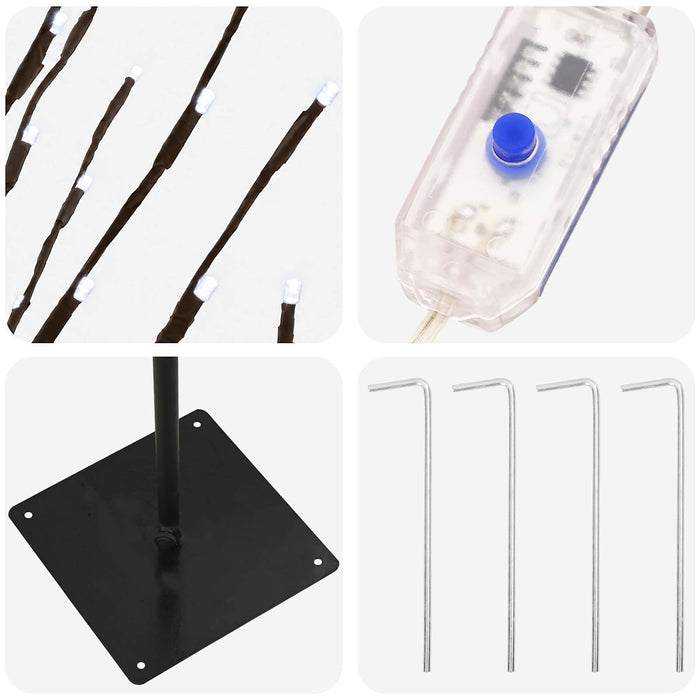 Brad de Crăciun LED Negru 120 cm Oțel 100 LED-uri - WALTI WALTI