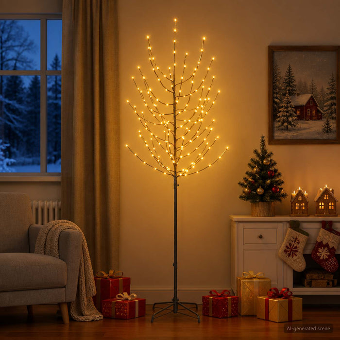 Brad de Crăciun LED Negru 47 x 210 cm Oțel 180 LED-uri WALTI