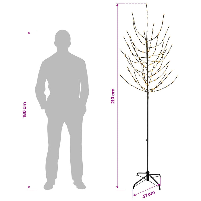 Brad de Crăciun LED Negru 47 x 210 cm Oțel 180 LED-uri WALTI