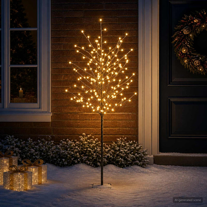 Brad de Crăciun cu globuri LED Negru 18 x 18 x 150 cm Oțel WALTI