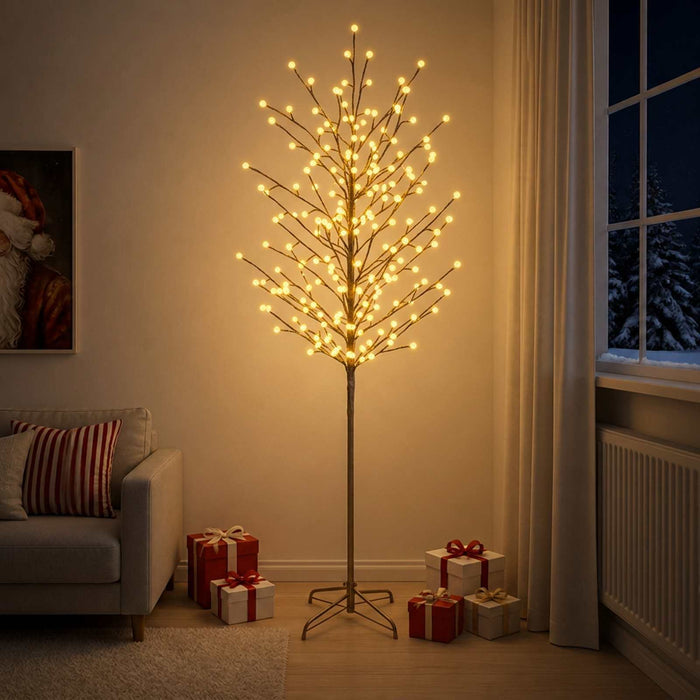 Brad de Crăciun cu globuri LED Negru 240 cm Oțel 280 LED-uri - WALTI WALTI