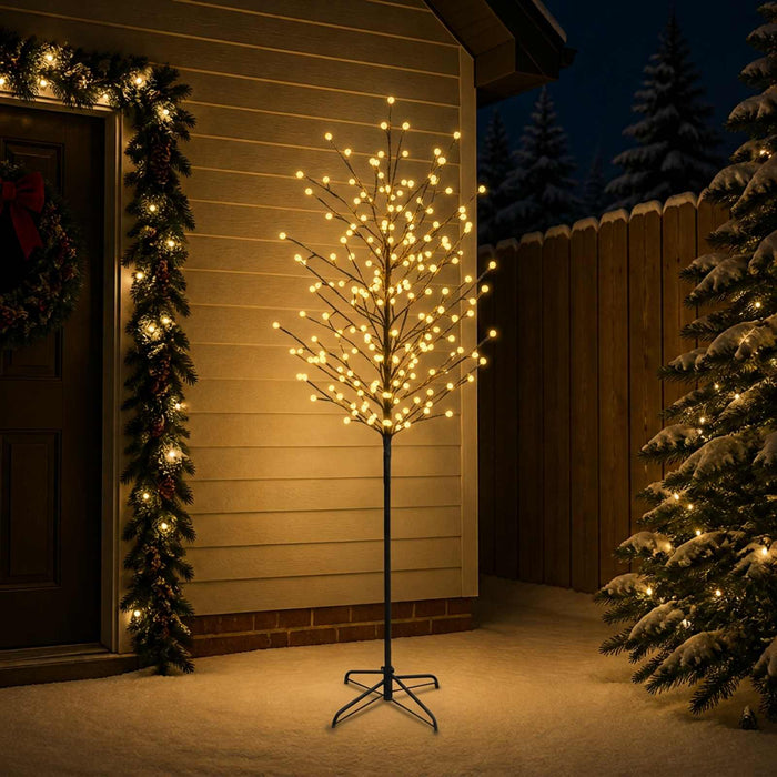 Brad de Crăciun cu globuri LED Negru 240 cm Oțel 280 LED-uri - WALTI WALTI