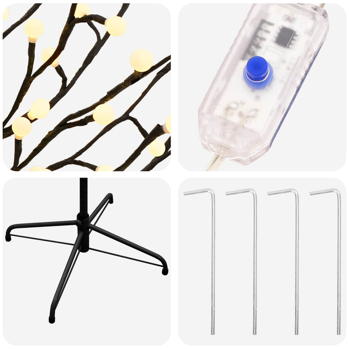 Brad de Crăciun cu globuri LED Negru 240 cm Oțel 280 LED-uri - WALTI WALTI