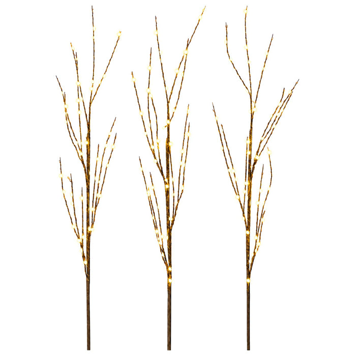 Decorațiune de Crăciun crenguță din cupru cu LED 3 buc. Maro WALTI