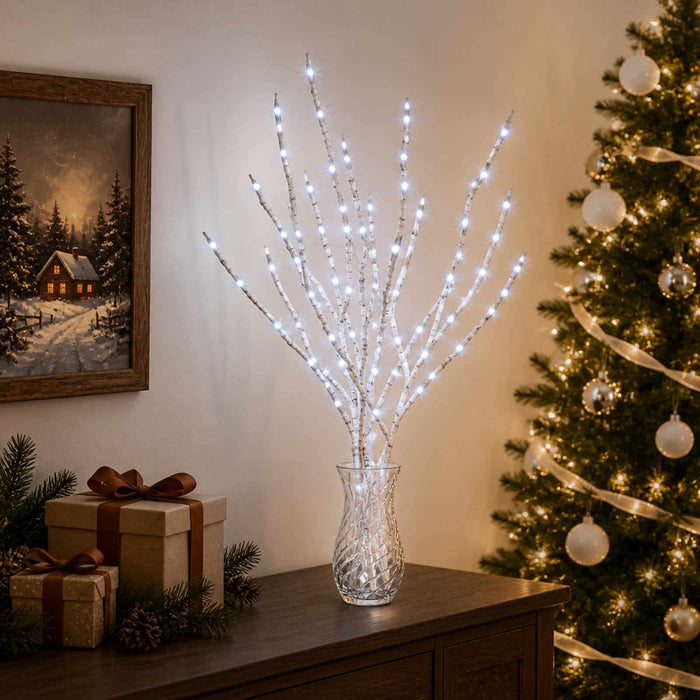 Decorațiune de Crăciun crenguță din cupru cu LED 3 buc. Alb - WALTI WALTI