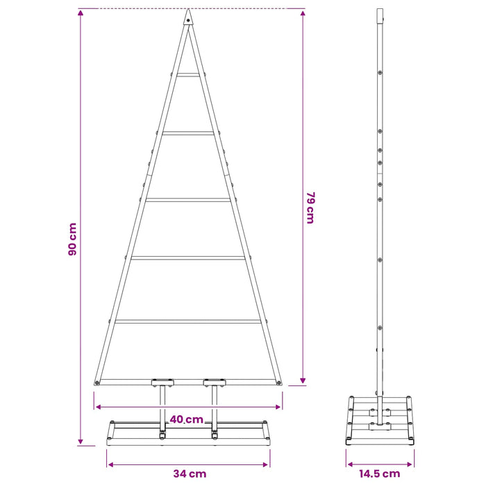 Pom de Crăciun din metal KUOPIO 90 cm Metal Negru WALTI