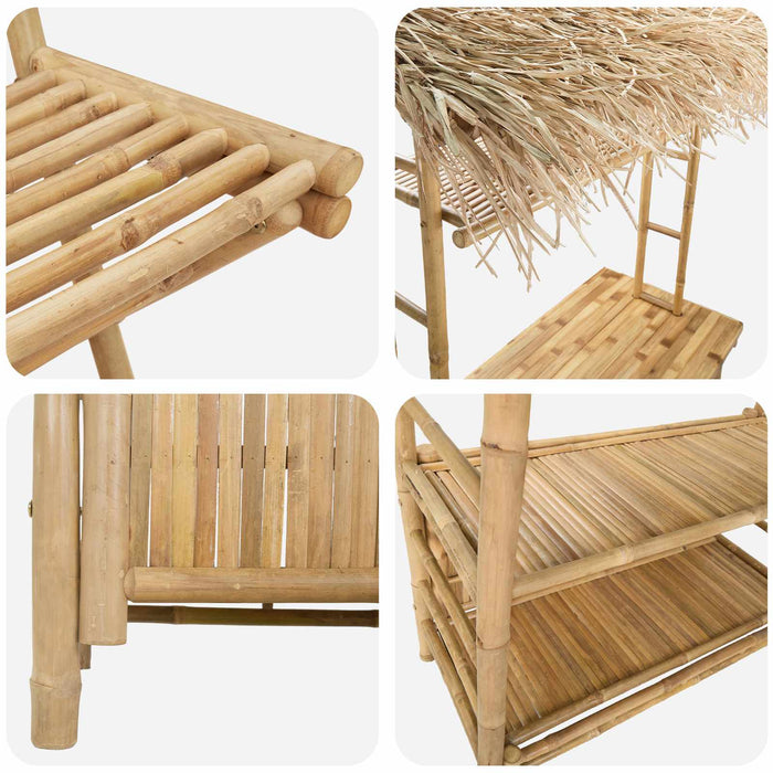 Masă de bar și scaune pentru exterior 3 buc. natural Bambus WALTI