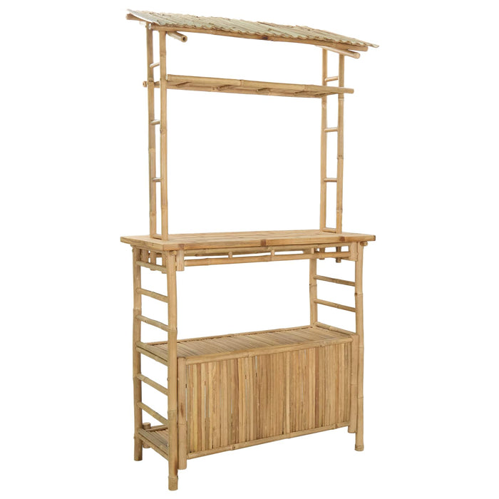 Masă de bar și scaune pentru exterior 3 buc. natural Bambus WALTI