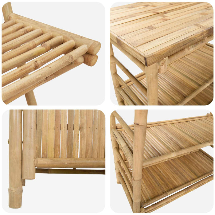 Masă de bar și scaune pentru exterior 3 buc. natural Bambus WALTI