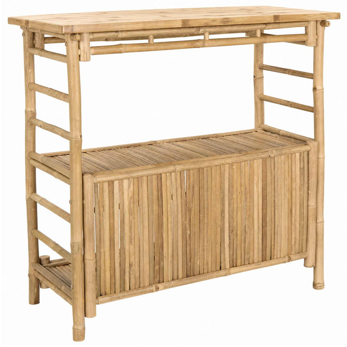 Masă de bar și scaune pentru exterior 3 buc. natural Bambus WALTI