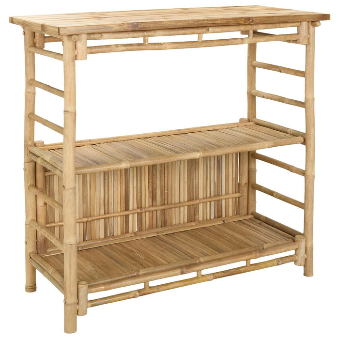Masă de bar și scaune pentru exterior 3 buc. natural Bambus WALTI