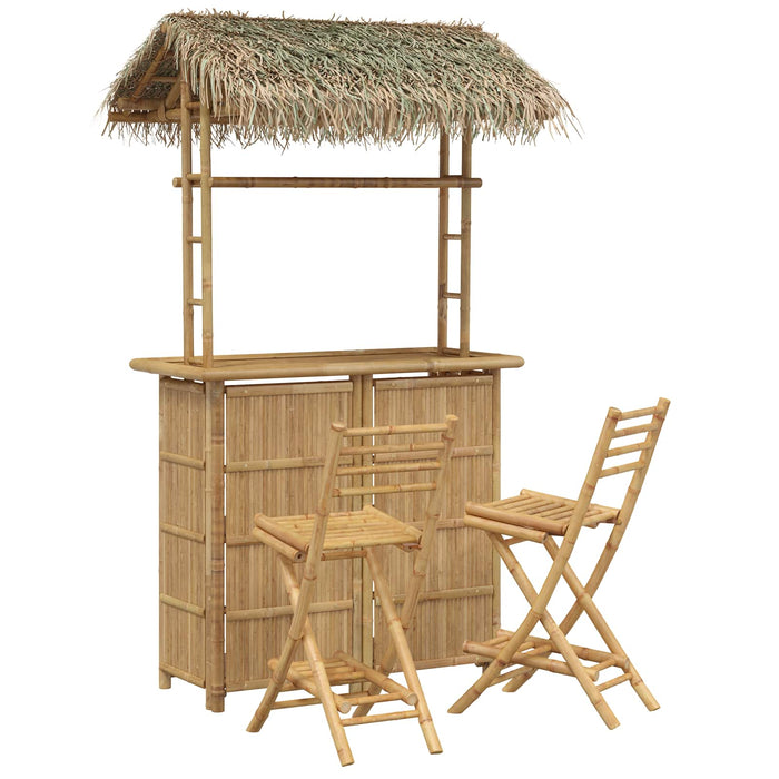 Masă de bar și scaune pentru exterior 3 buc. natural Bambus WALTI