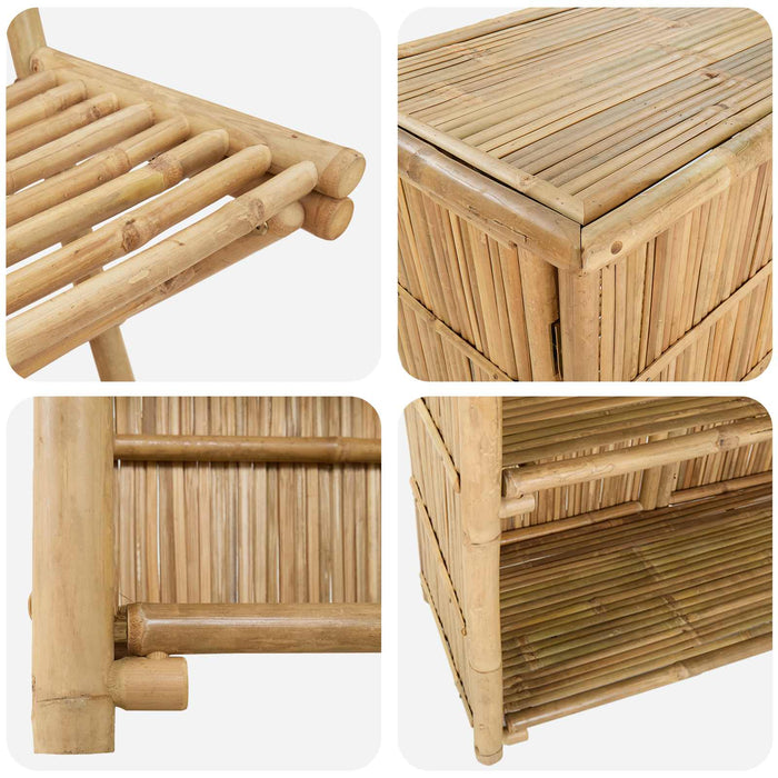 Masă de bar și scaune pentru exterior 3 buc. natural Bambus WALTI