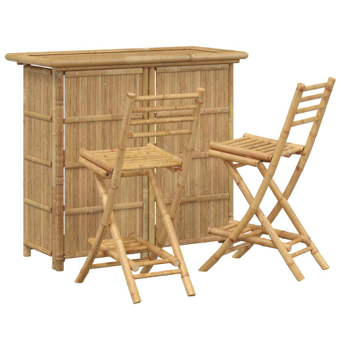 Masă de bar și scaune pentru exterior 3 buc. natural Bambus WALTI