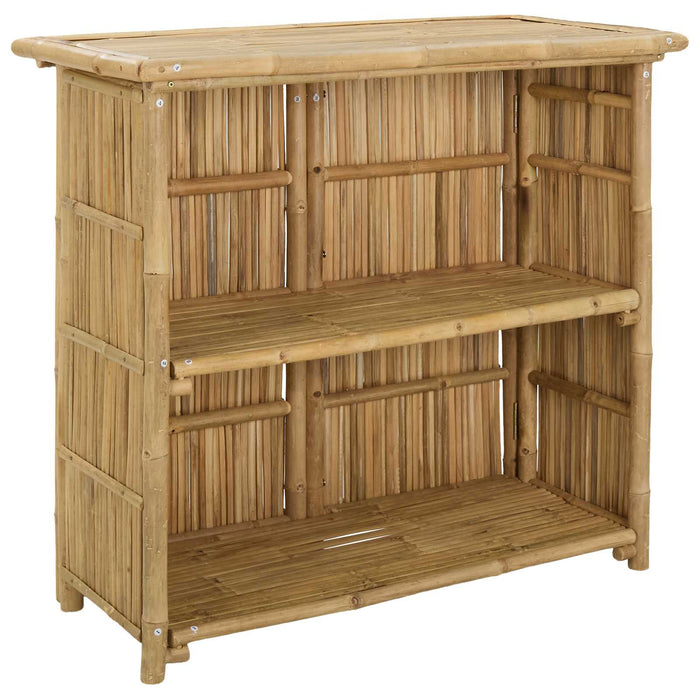 Masă de bar și scaune pentru exterior 3 buc. natural Bambus WALTI