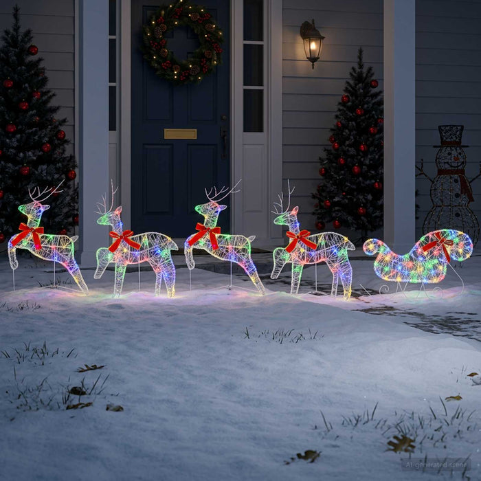 Ren de Crăciun cu sanie 5 buc. 100 LED-uri Multicolor - WALTI WALTI