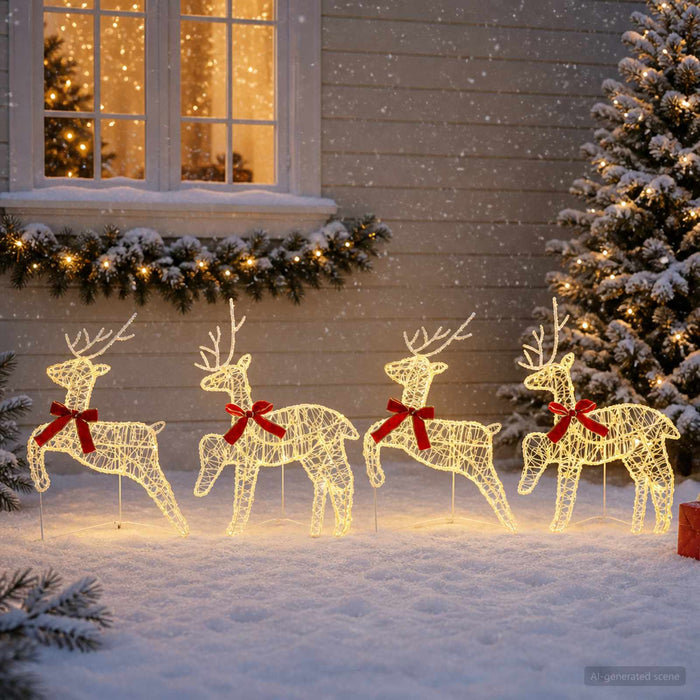 Ren de Crăciun 4 buc. 80 LED-uri Alb cald 43 x 19 x 65 cm WALTI
