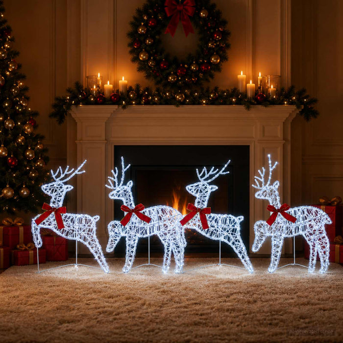 Ren de Crăciun 4 buc. 80 LED-uri Alb rece 43 x 19 x 65 cm WALTI