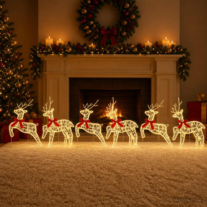 Ren de Crăciun 6 buc. 80 LED-uri Alb cald 43 x 19 x 65 cm WALTI
