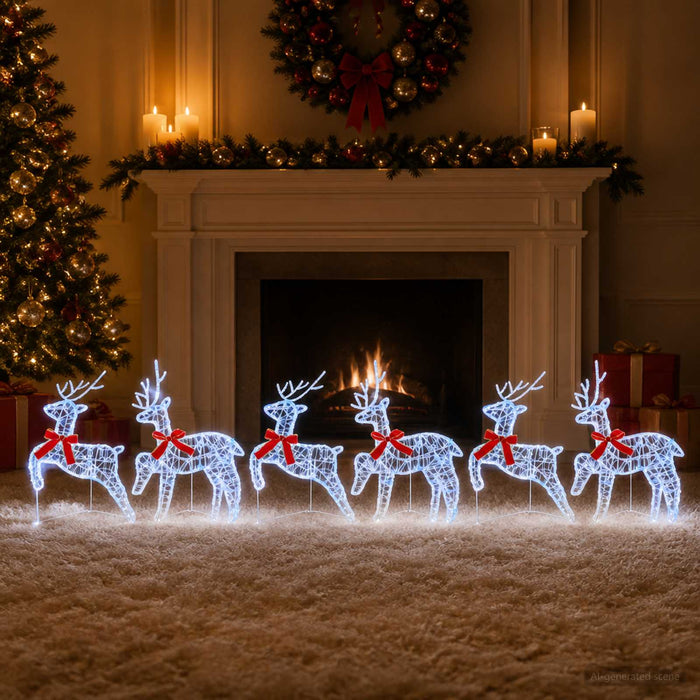 Ren de Crăciun 6 buc. 80 LED-uri Albastru 43 x 19 x 65 cm WALTI