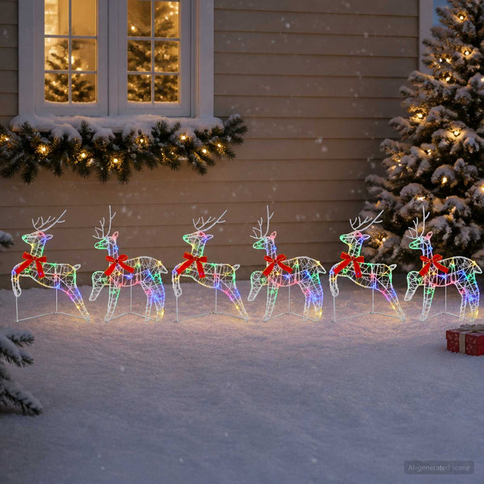 Ren de Crăciun 6 buc. 80 LED-uri Multicolor 43 x 19 x 65 cm WALTI