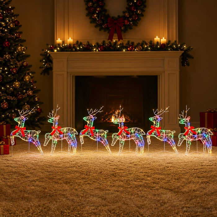 Ren de Crăciun 6 buc. 80 LED-uri Multicolor 43 x 19 x 65 cm WALTI