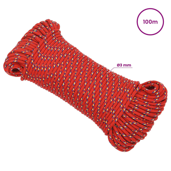 Frânghie utilitară multifuncțională 3 mm 100 m Roșu PP WALTI
