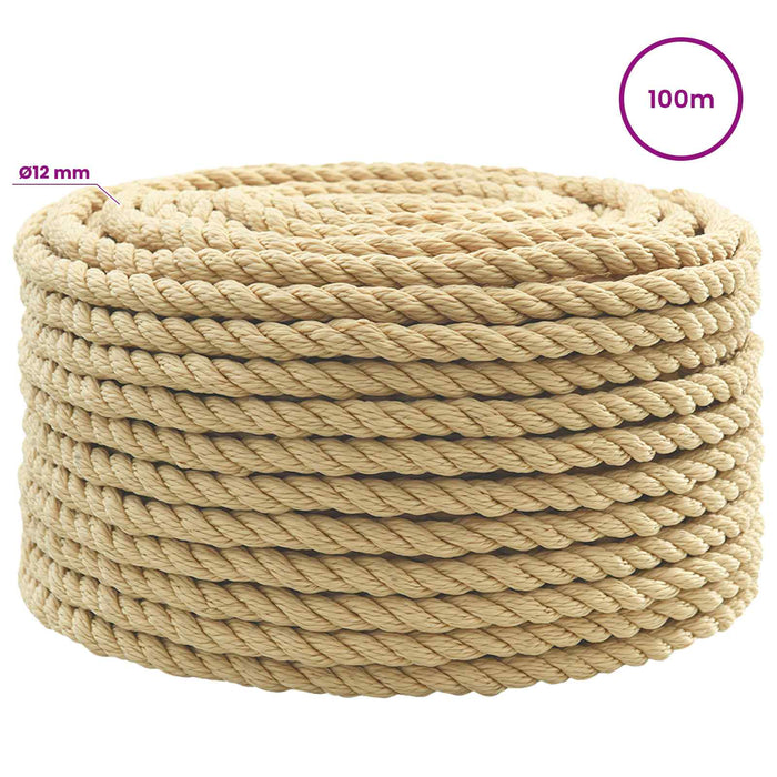 Frânghie utilitară multifuncțională 12 mm 100 m natural PP WALTI