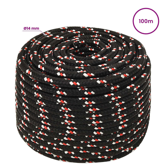 Frânghie utilitară multifuncțională 14 mm 100 m Negru și roșu WALTI