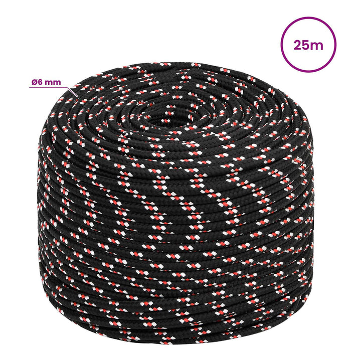 Frânghie utilitară multifuncțională 6 mm 25 m Negru și roșu PP WALTI