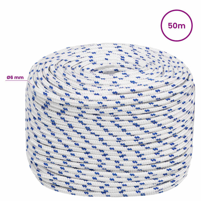 Frânghie utilitară multifuncțională 6 mm 50 m Alb și albastru WALTI