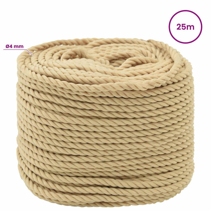 Frânghie utilitară multifuncțională 4 mm 25 m natural PP WALTI