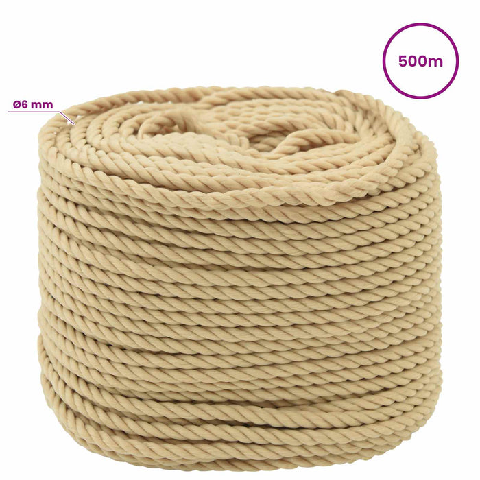 Frânghie utilitară multifuncțională 6 mm 500 m natural PP WALTI