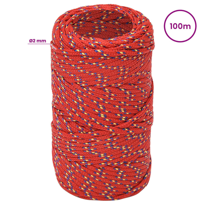 Frânghie utilitară multifuncțională 2 mm 100 m Roșu PP WALTI