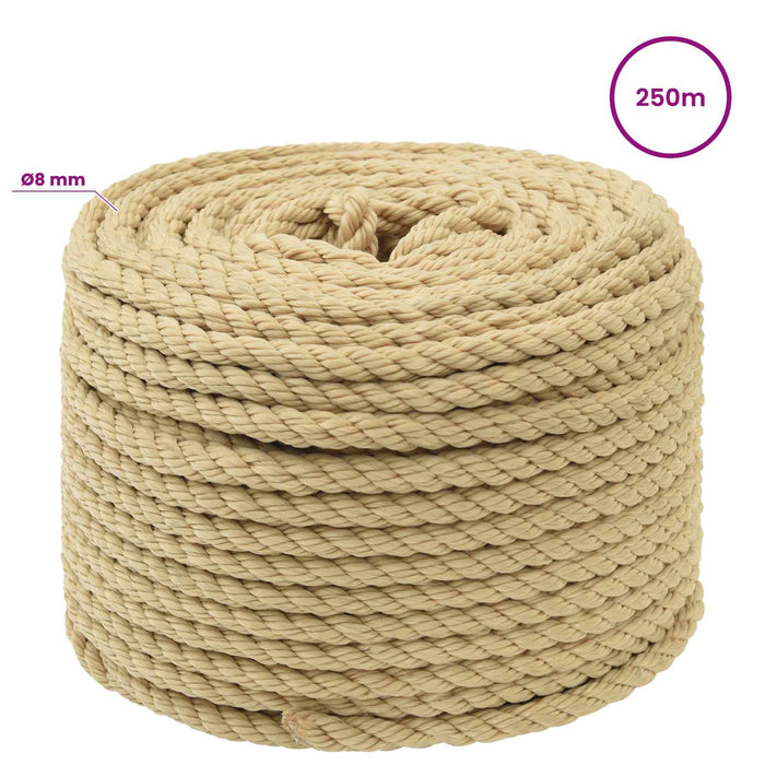 Frânghie utilitară multifuncțională 8 mm 250 m natural PP WALTI