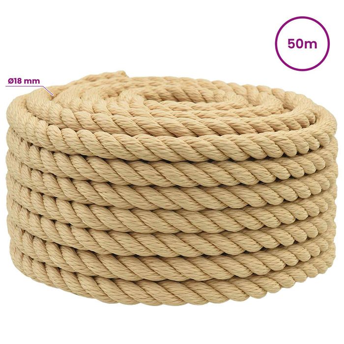 Frânghie utilitară multifuncțională 18 mm 50 m natural PP WALTI