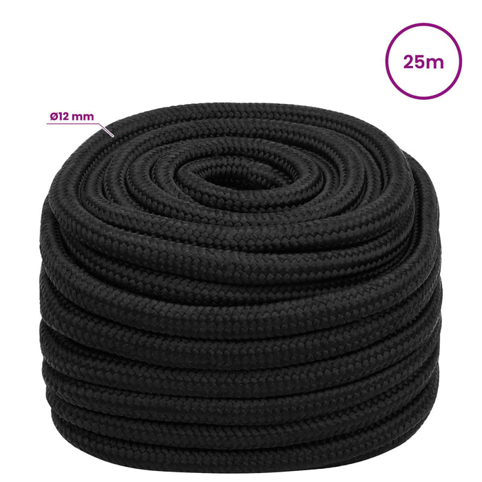Frânghie utilitară multifuncțională 12 mm 25 m Negru PP WALTI
