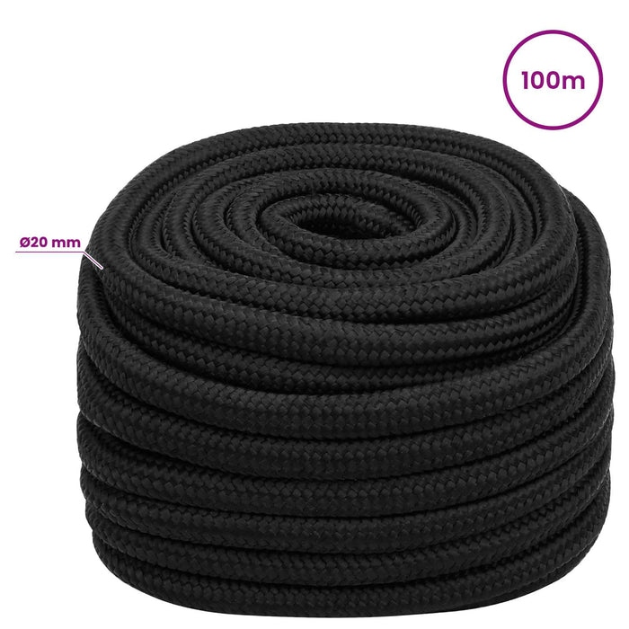 Frânghie utilitară multifuncțională 20 mm 100 m Negru PP WALTI