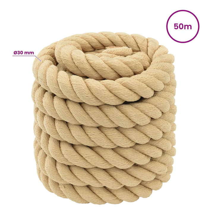 Frânghie utilitară multifuncțională 30 mm 50 m natural PP WALTI