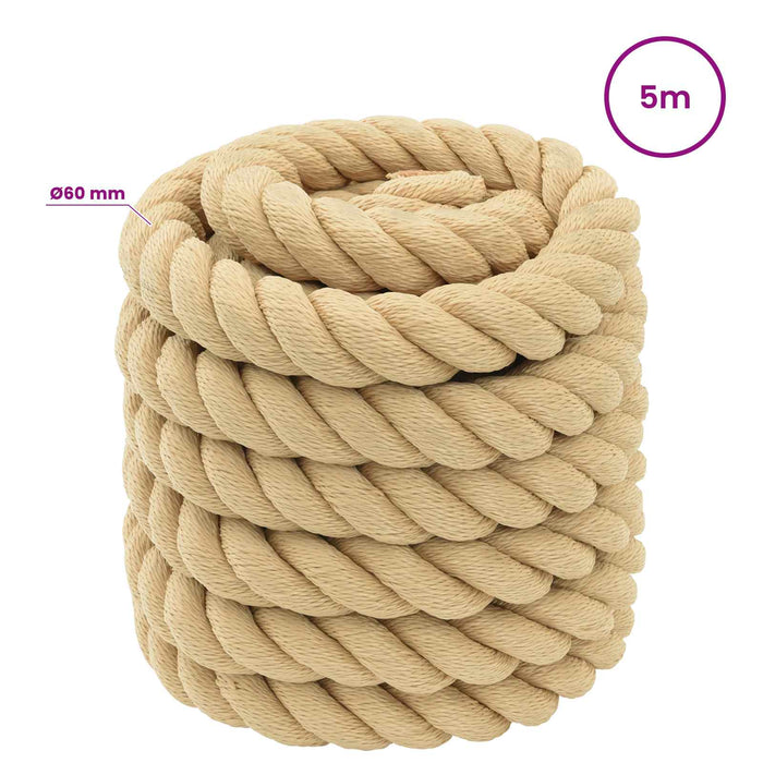 Frânghie utilitară multifuncțională 60 mm 5 m natural PP WALTI