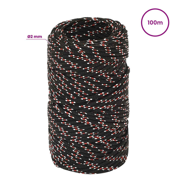Frânghie utilitară multifuncțională 2 mm 100 m Negru și roșu PP WALTI