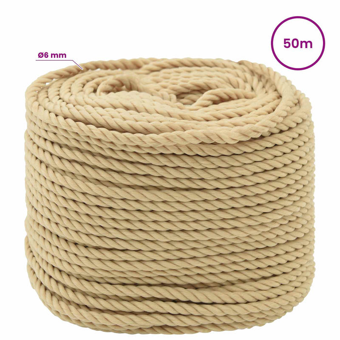 Frânghie utilitară multifuncțională 6 mm 50 m natural PP WALTI