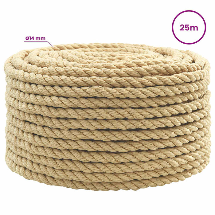 Frânghie utilitară multifuncțională 14 mm 25 m natural PP WALTI