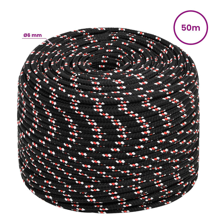 Frânghie utilitară multifuncțională 6 mm 50 m Negru și roșu PP WALTI