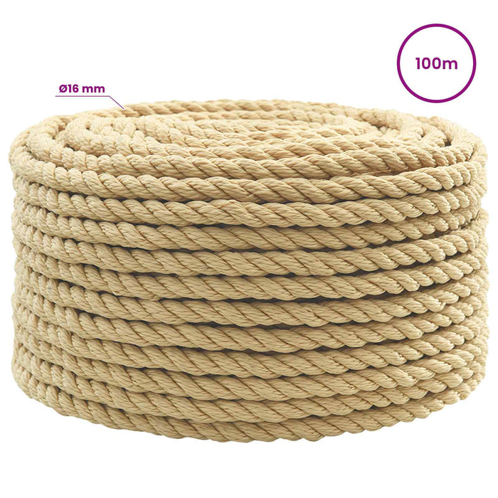 Frânghie utilitară multifuncțională 16 mm 100 m natural PP WALTI