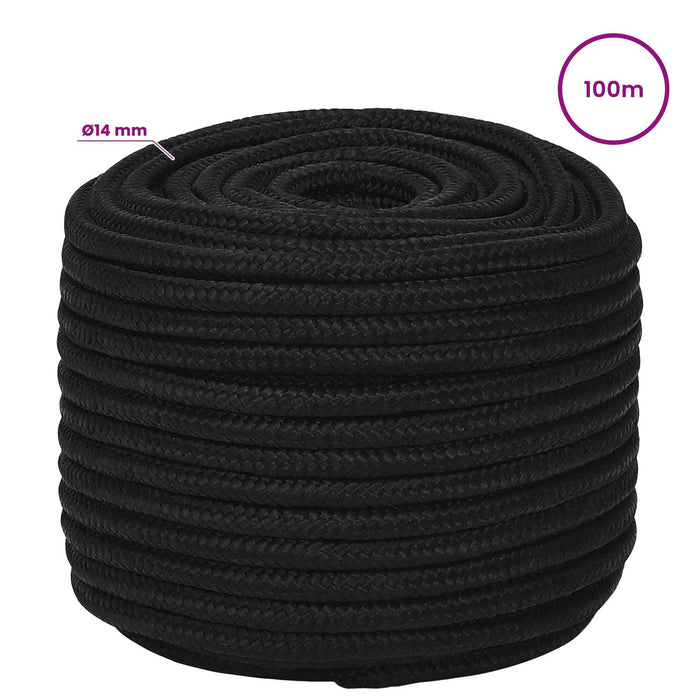 Frânghie utilitară multifuncțională 14 mm 100 m Negru Poliester - WALTI WALTI