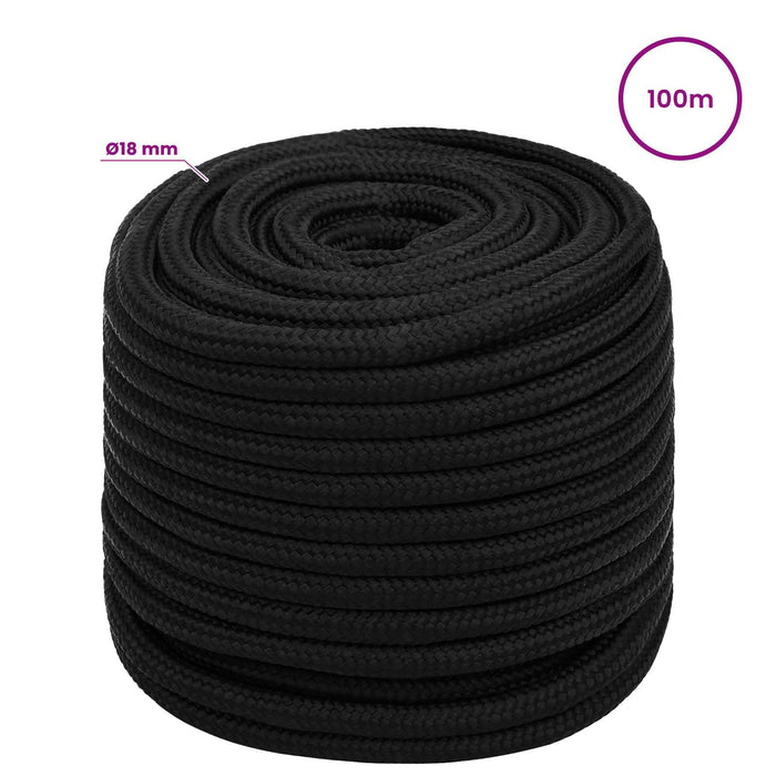 Frânghie utilitară multifuncțională 18 mm 100 m Negru Poliester - WALTI WALTI