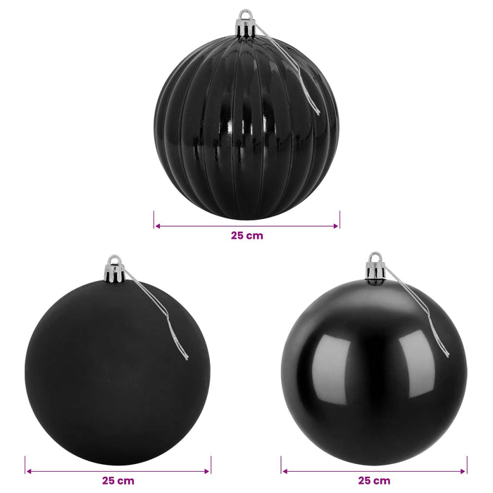 Set de globuri de Crăciun XXL 3 buc. Negru Ø 25 cm Plastic WALTI