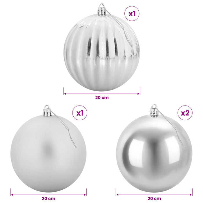 Set de globuri de Crăciun XXL 4 buc. Argintiu Ø 20 cm Plastic WALTI